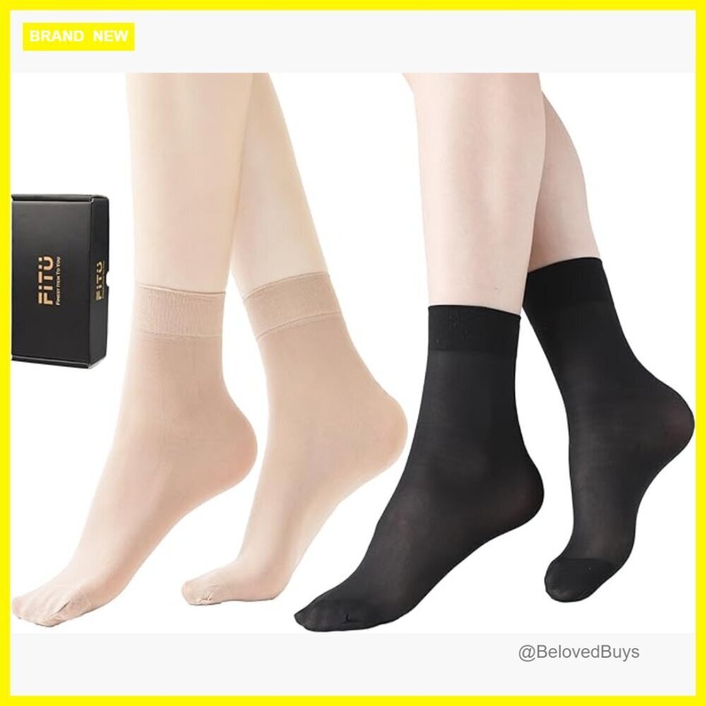 Sheer Ankle Socks 10 Pairs Nylon Reinforced Toe Dress Hosiery